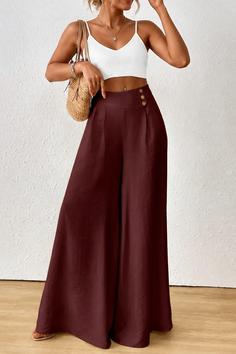 Draperie – High-Waisted Pleated Wide-Leg Trousers
