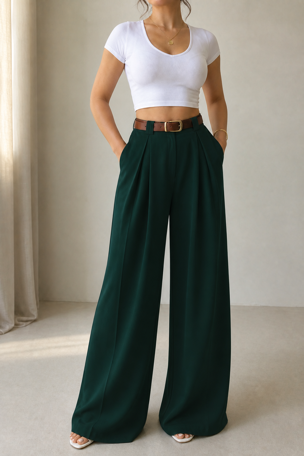 Longline – Deep Pleat Wide-Leg Trousers