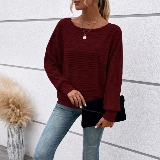 Mayfield – Striped Boat-Neck Long-Sleeve Knit Top