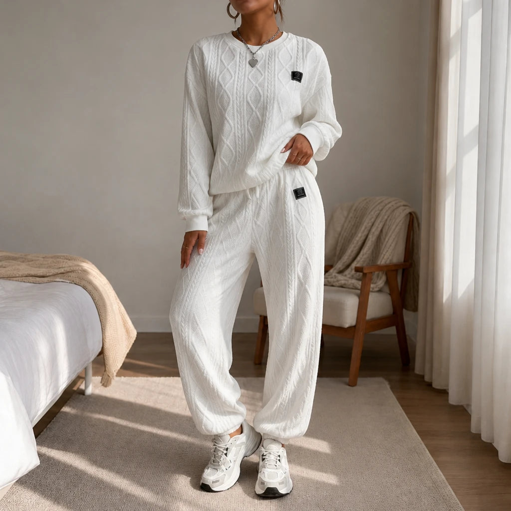 Cablea – Cable-Knit Sweater And Jogger Set
