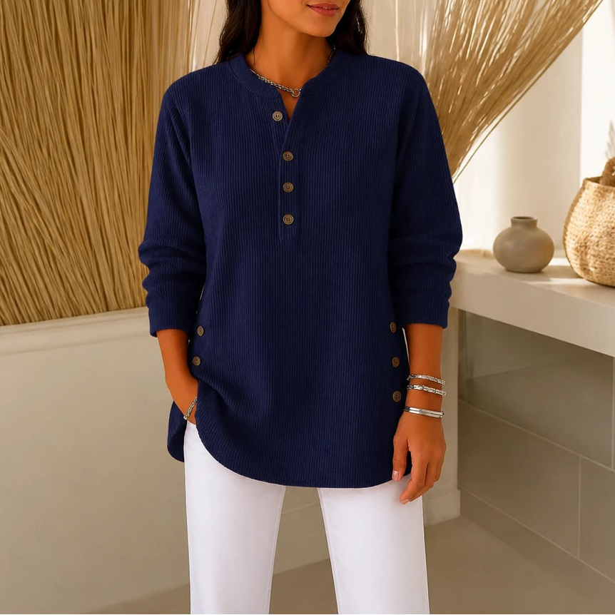Lunelle – Loose-Knit Curved-Hem Tunic Sweater