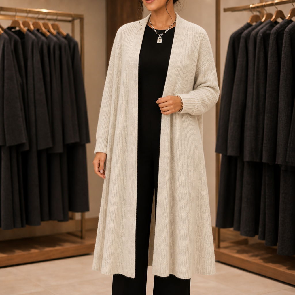 Ribbella – Ribbed Knit Longline Cardigan