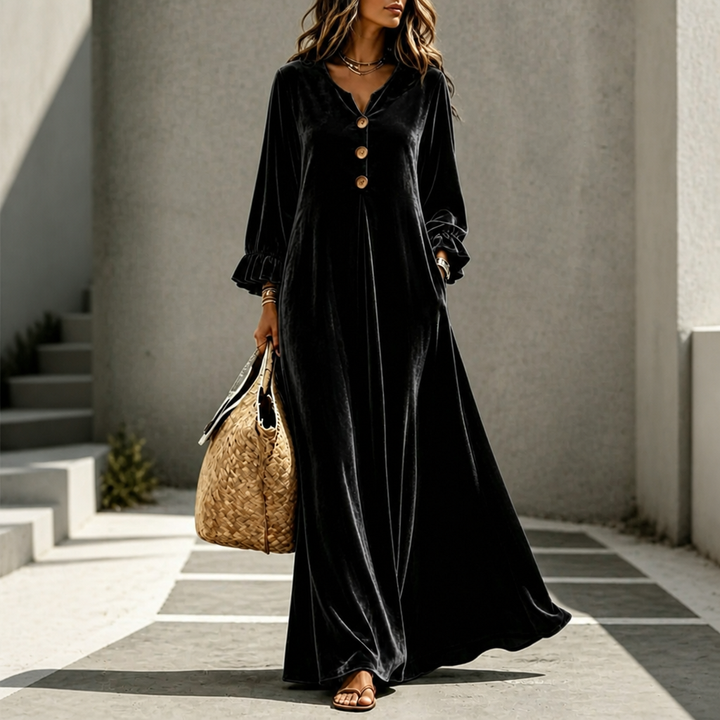 Veloura – Ruffled Sleeve Maxi Dress