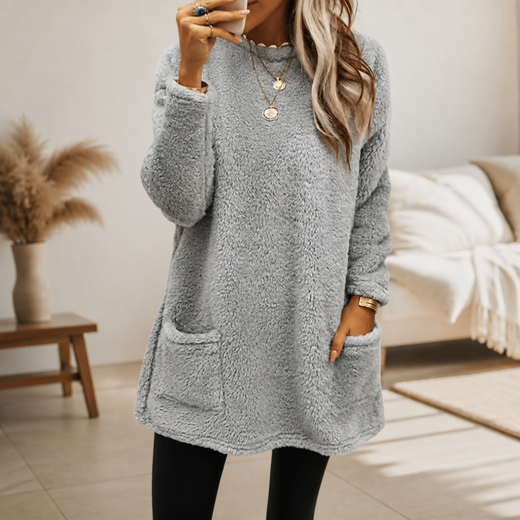 Coreheat – Brushed Fleece-Lined Longline Tunic Top