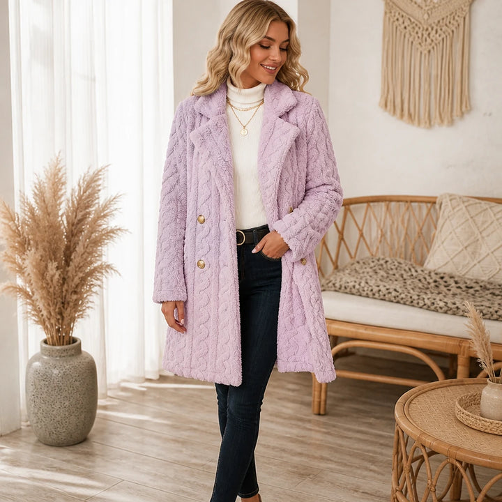 Wintelle – Textured Double-Breasted Winter Coat