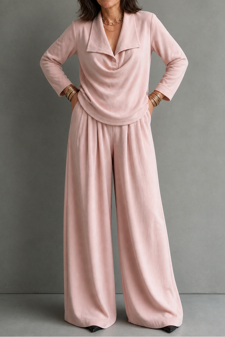 Wearbella – Ribbed Knit Draped Top. And Pants Set