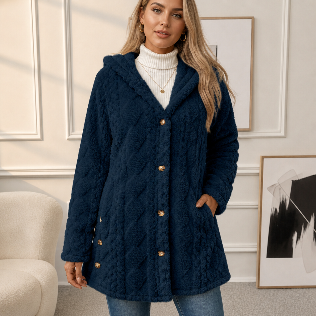 Wearbella – Diamond Jacquard Plush Hooded Coat