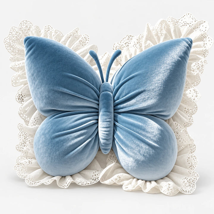 Lacewing – Velvet-Look Butterfly Lace-Trim Throw Pillow