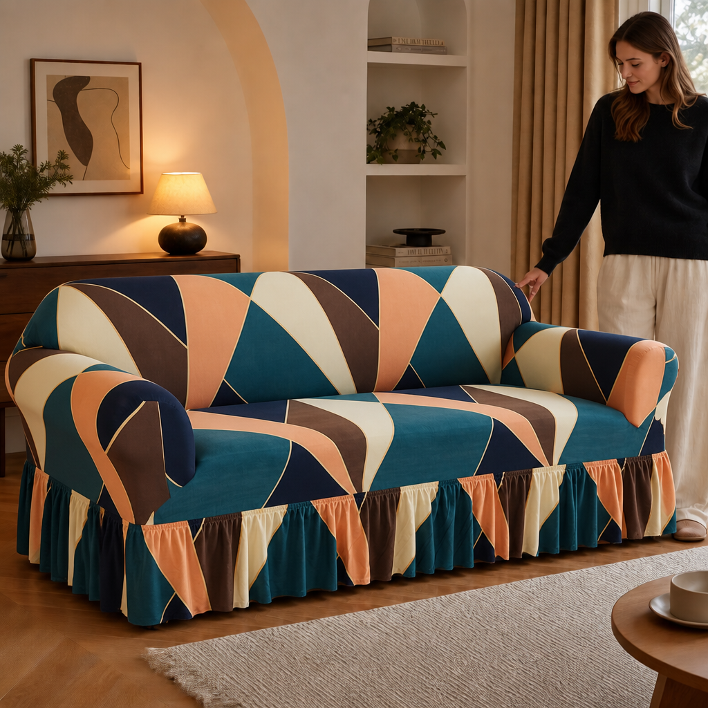 Hemvale – Ruffled Hem Stretch Sofa Cover