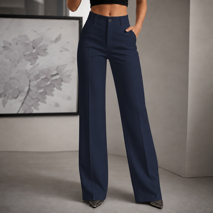 Veloura – High-Waisted Pleated Stretch Trousers