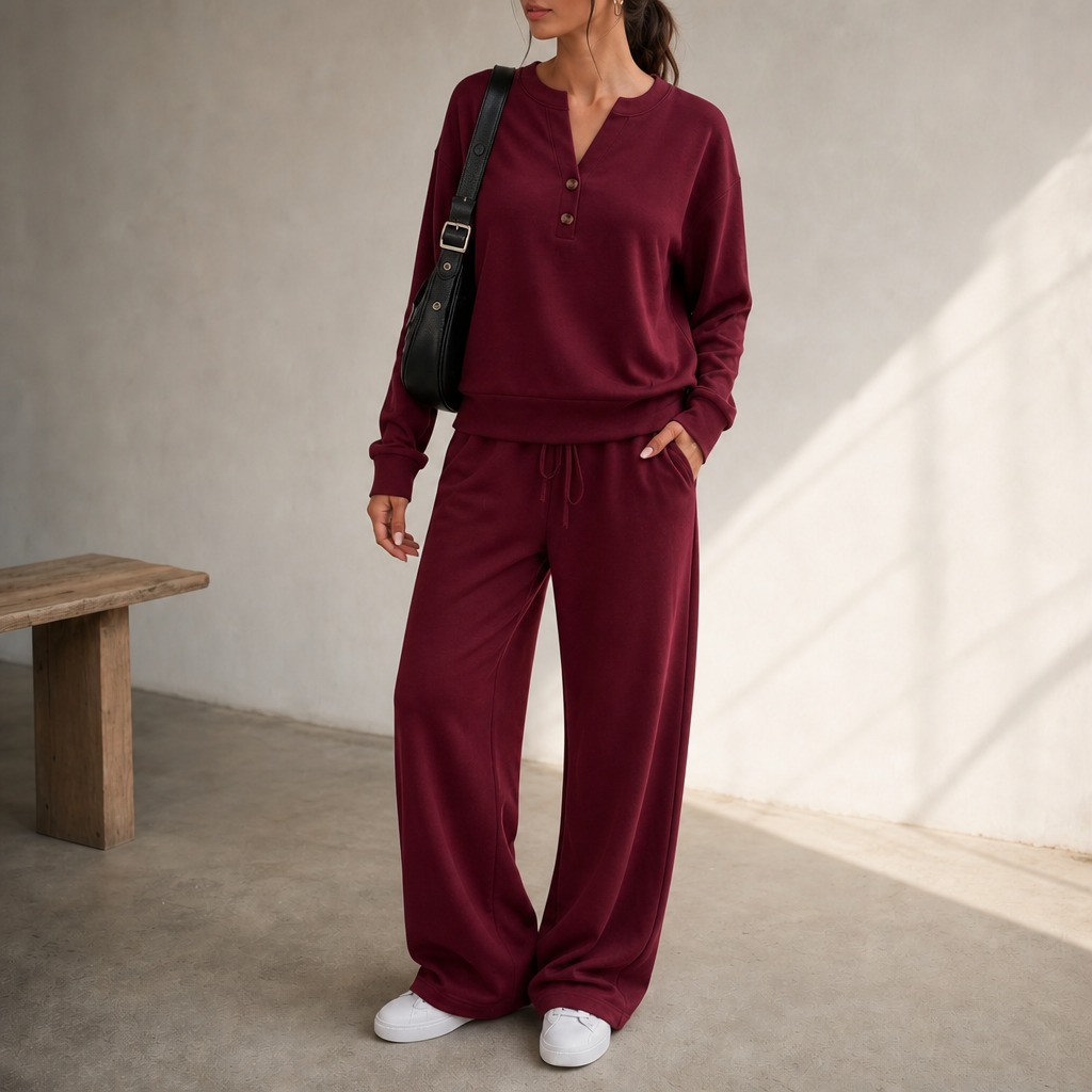 Wearlyn – Henley Wide-Leg Two-Piece Lounge Set