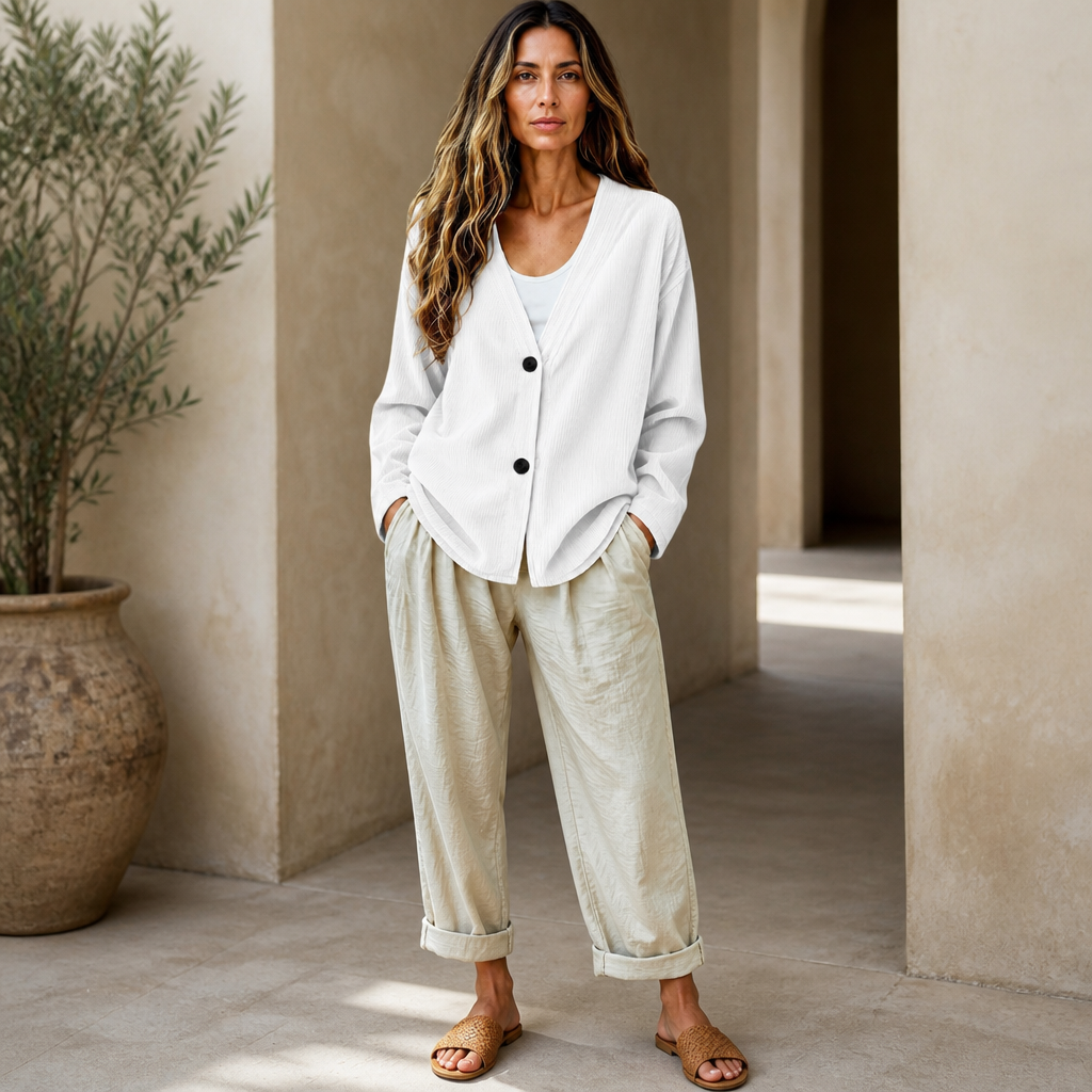 Corabelle – Rib Open-Front V-Neck Cardigan