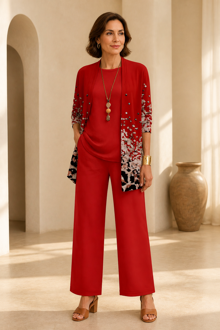 Wearbella – Printed Three-Piece Top And Pants Set