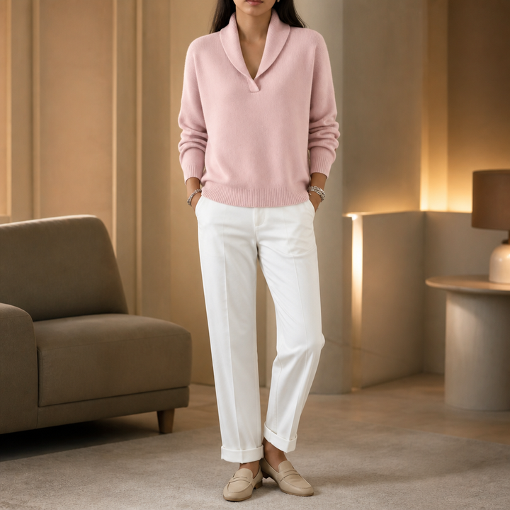 Wrapstead – Shawl Collar Ribbed Knit Pullover Sweater