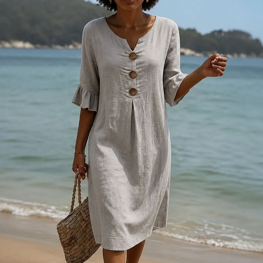 Fielding – Ruffle Sleeve Button Front Midi Dress