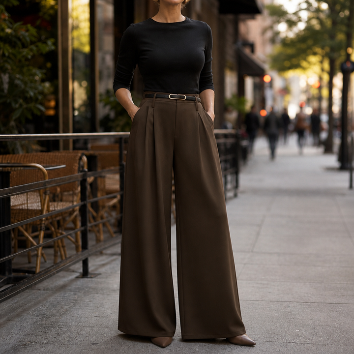 Lunetta – High-Waisted Pleated Wide-Leg Trousers
