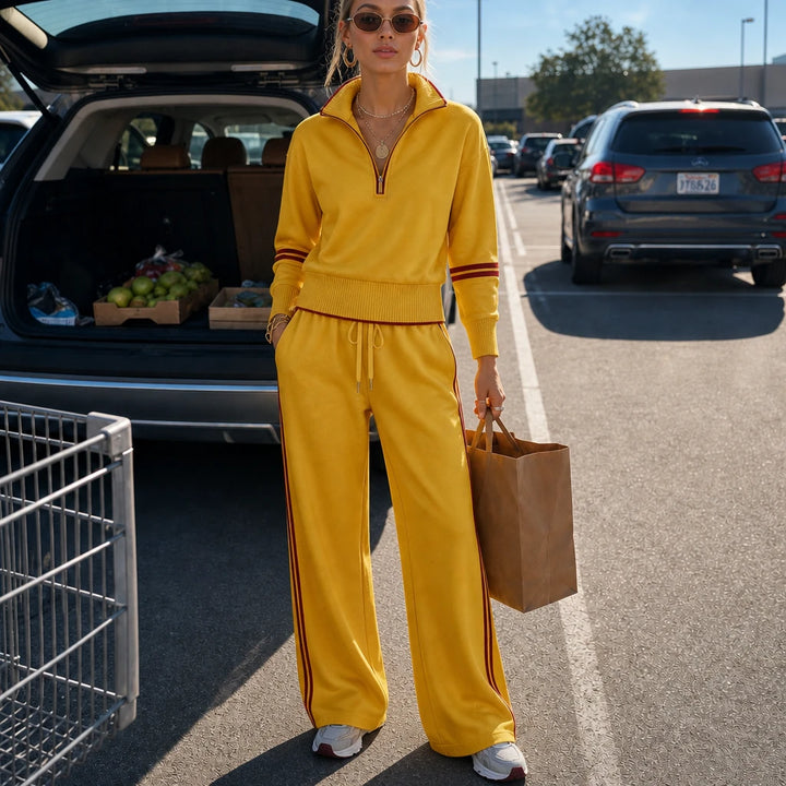 Veloura – Relaxed Knit Top And Wide-Leg Pants Set