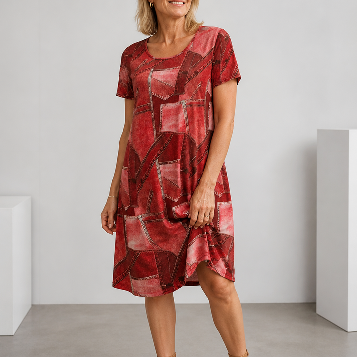 Wearbella – Patchwork Print Relaxed Shift Dress