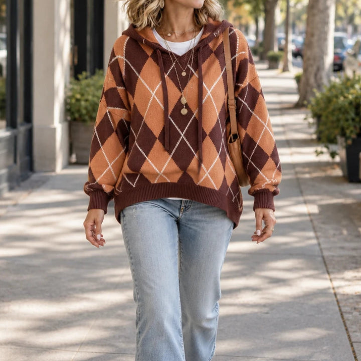 Argylea – Argyle Hooded Knit Sweater
