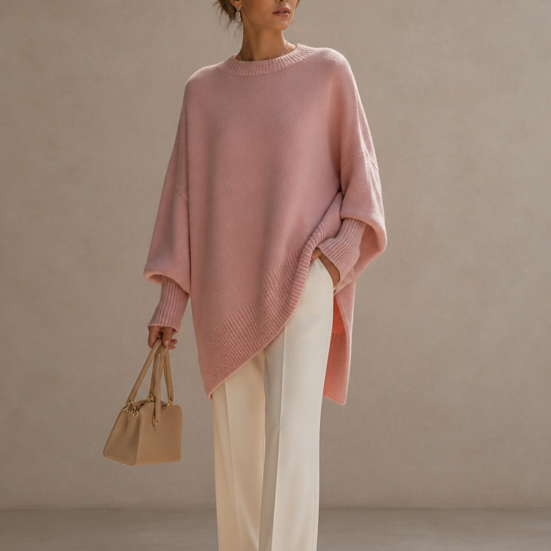 Livia – Oversized Wide-Sleeve Knit Poncho Sweater