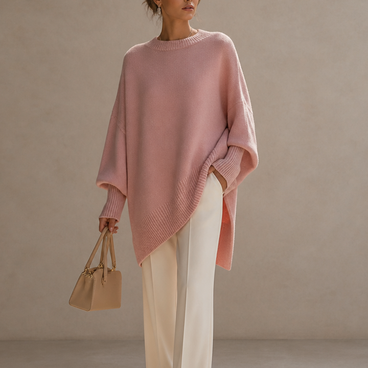 Livia – Oversized Wide-Sleeve Knit Poncho Sweater