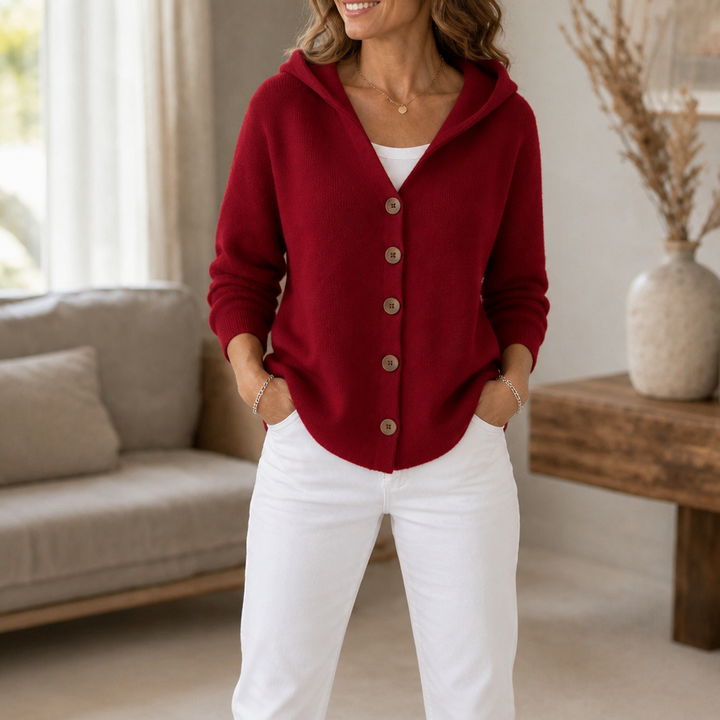 Teri – Button-Front Hooded Cardigan
