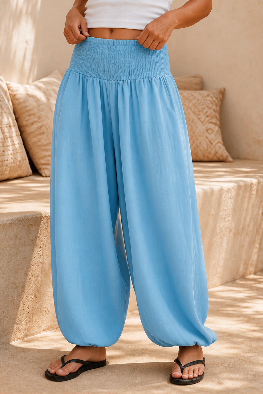 Wearbella – Smocked Waist Lantern Leg Harem Pants