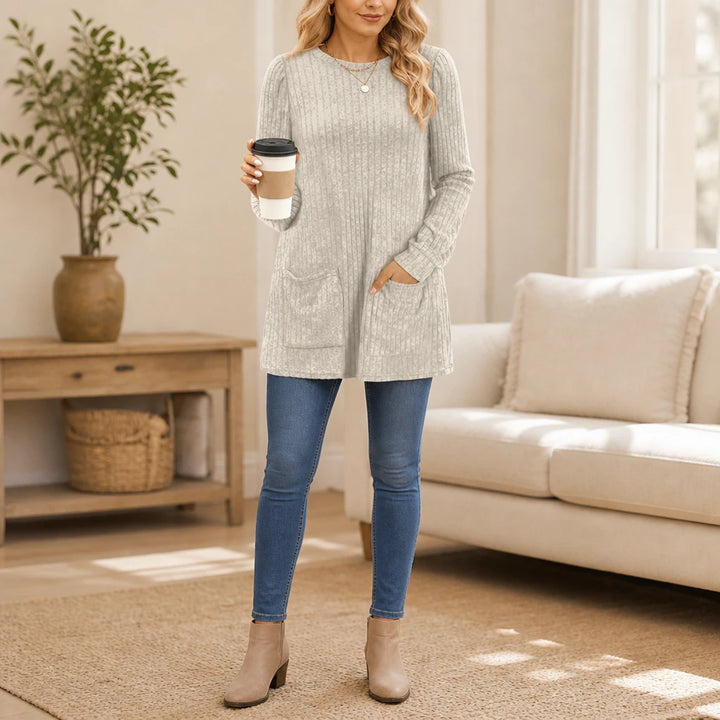 Cozy Rib – Ribbed Knit Tunic With Pockets