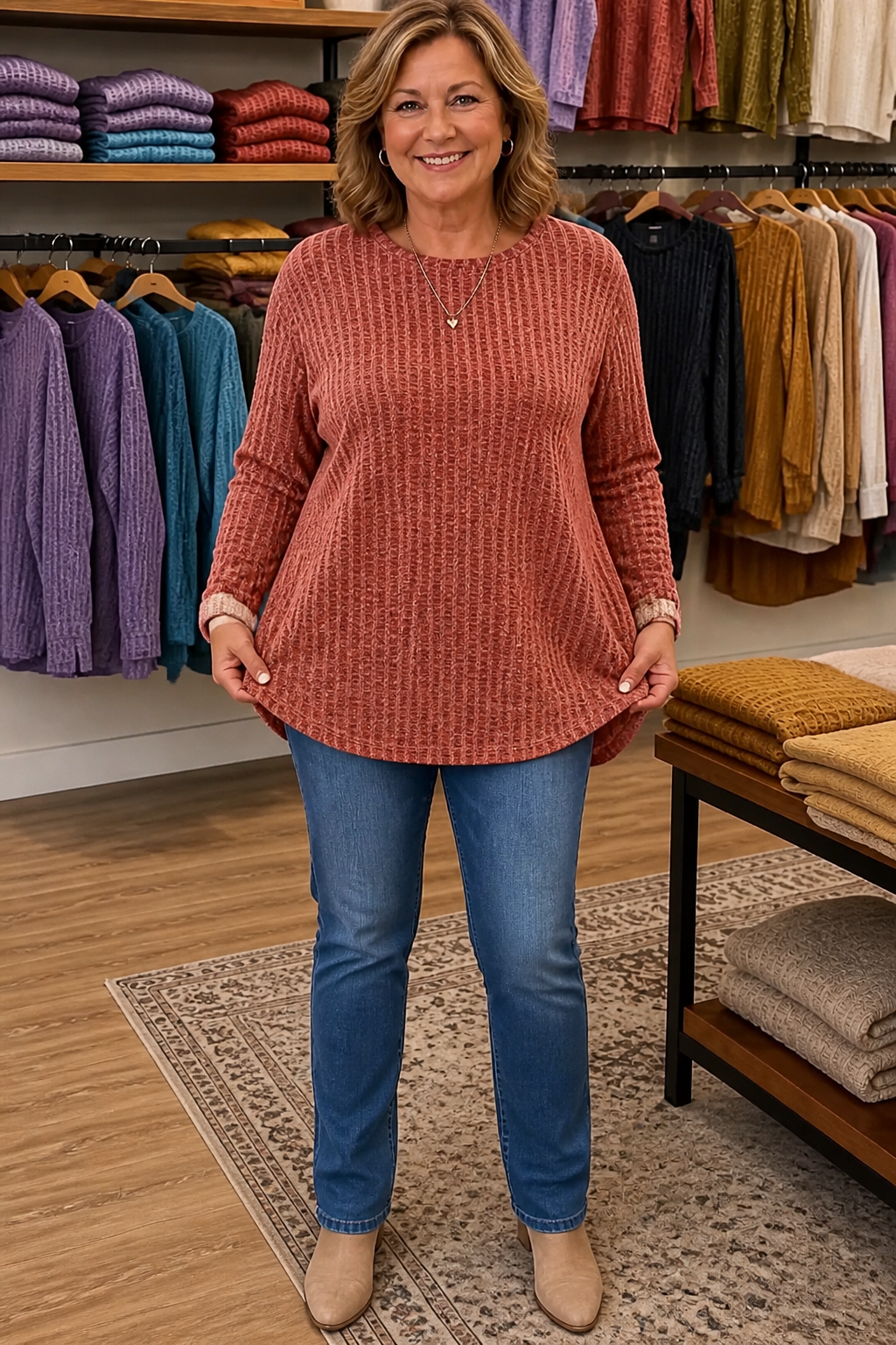 Overhang – Exposed-Seam Oversized Crew Neck Sweater