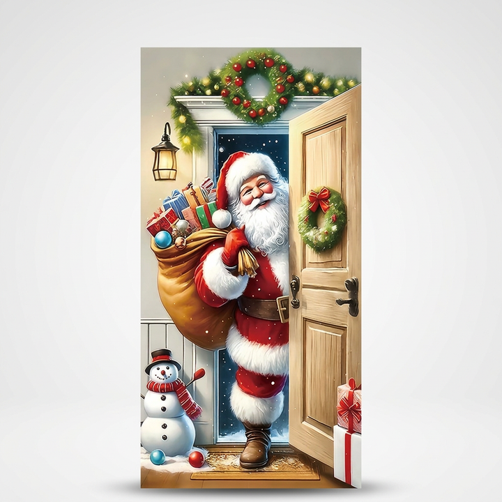 Hollydoor – Santa And Reindeer Christmas Door Cover