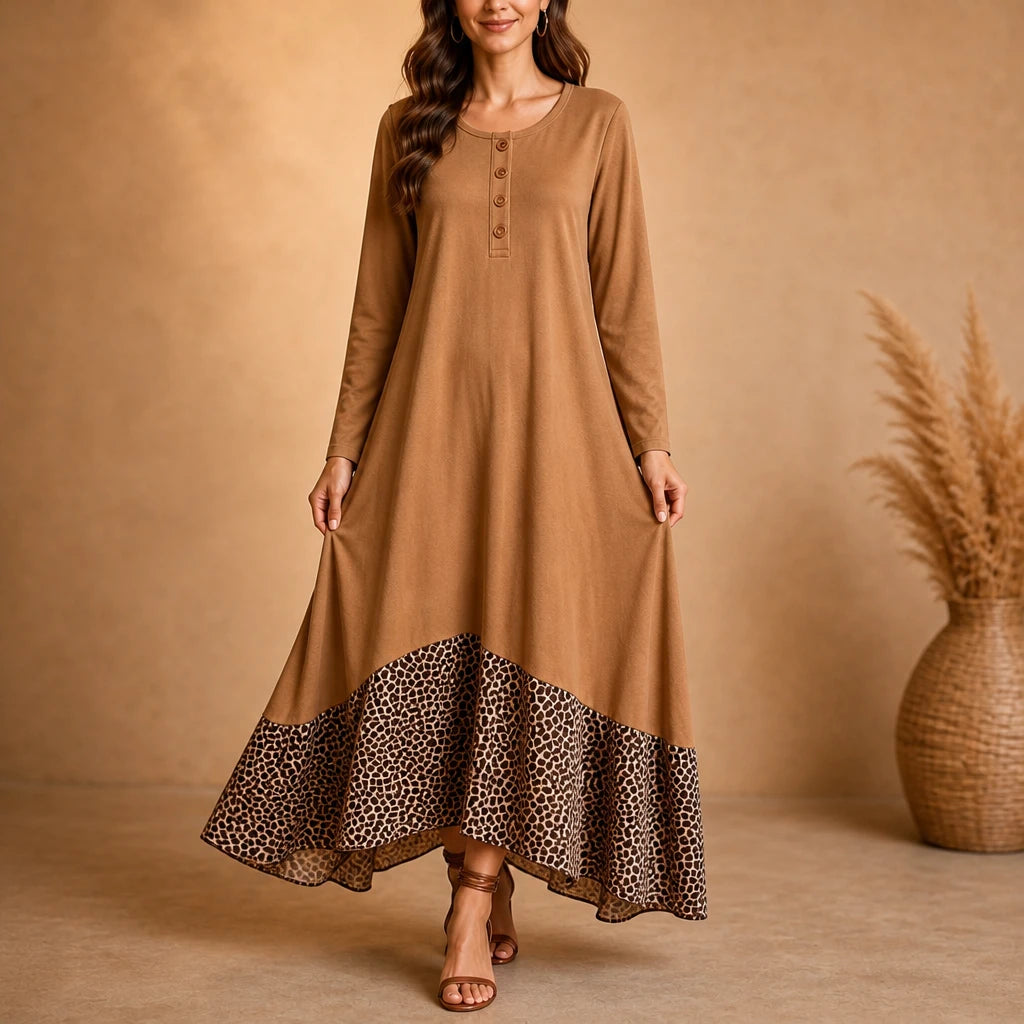 Noiréa – Leopard-Print Ruffle Hem Maxi Dress