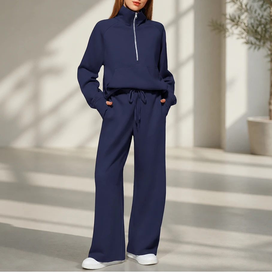 Easewell – Half-Zip Top And Wide-Leg Trouser Set