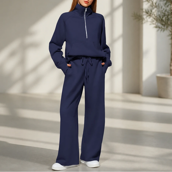 Easewell – Half-Zip Top And Wide-Leg Trouser Set