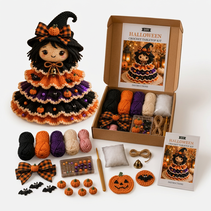 Hallowstitch – Layered Crochet Cat Witch Halloween Tree