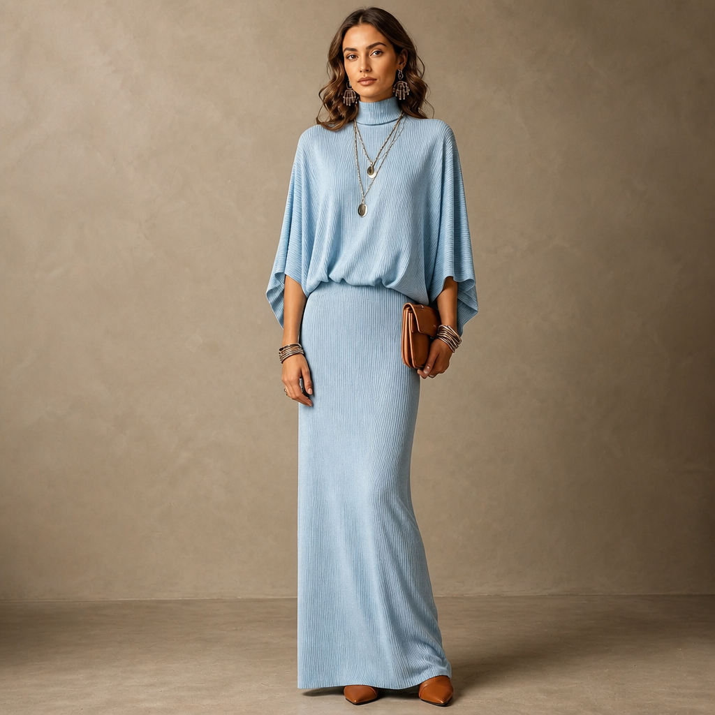 Wearbella – Batwing Sleeve Top And Long Skirt Set