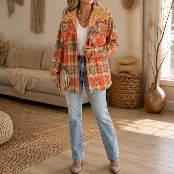 Huntlyn – Sherpa-Lined Plaid Flannel Shacket