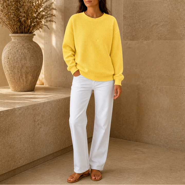 Waffle & Wear – Waffle-Knit Crew-Neck Top