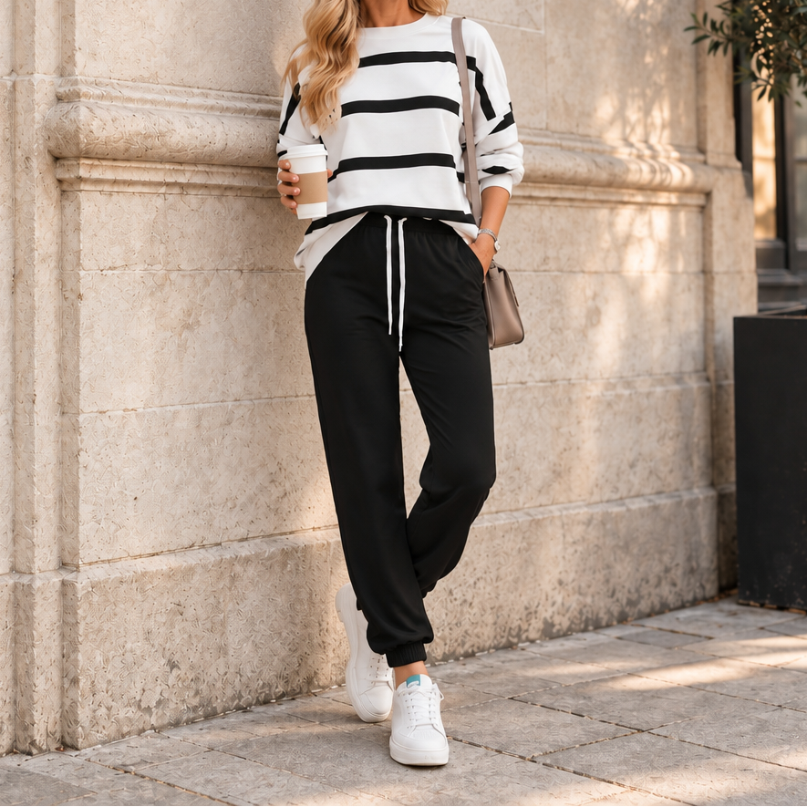 Effortlyn – Striped Two-Piece Jogger Set