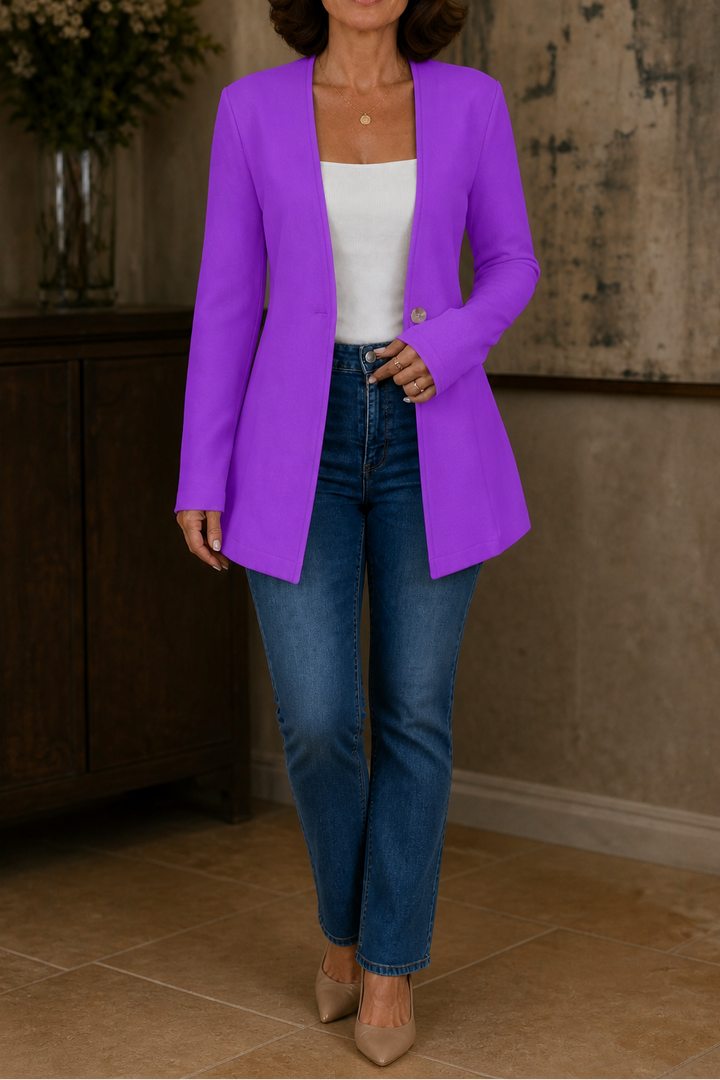 Linevalle – V-Neck Single-Button A-Line Blazer