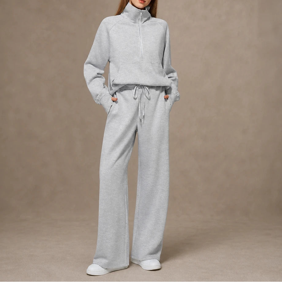 Ease & Elsewhere – Ribbed Oversized Top And Wide-Leg Pants Set