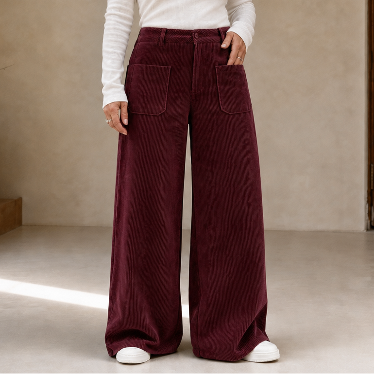 Wovella – Stretch Corduroy-Look Wide-Leg Trousers