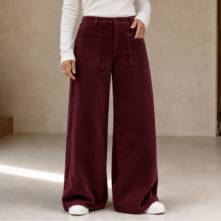 Wovella – Stretch Corduroy-Look Wide-Leg Trousers