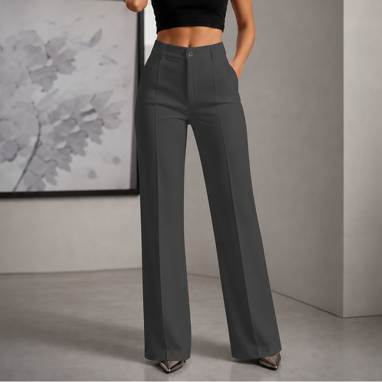 Veloura – High-Waisted Pleated Stretch Trousers