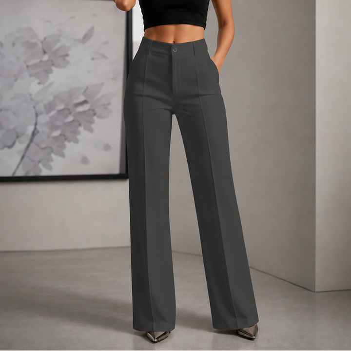 Veloura – High-Waisted Pleated Stretch Trousers