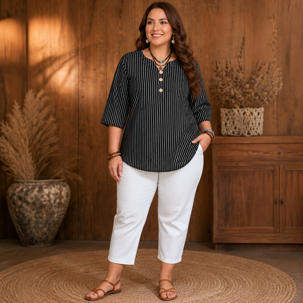 Wearbella – Colorblock Curved-Hem Relaxed Top