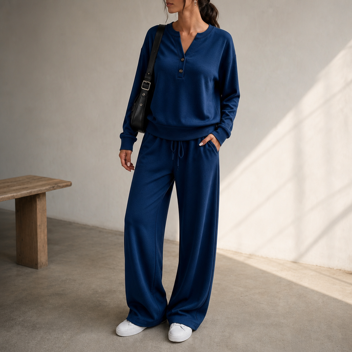 Wearlyn – Henley Wide-Leg Two-Piece Lounge Set