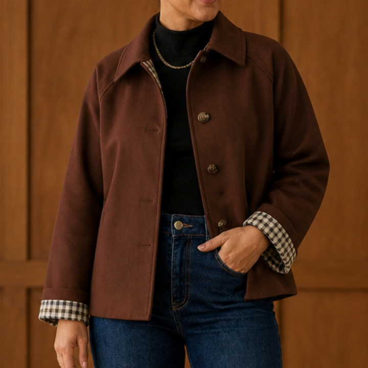 Tartanelle – Checked-Lining Raglan Casual Coat