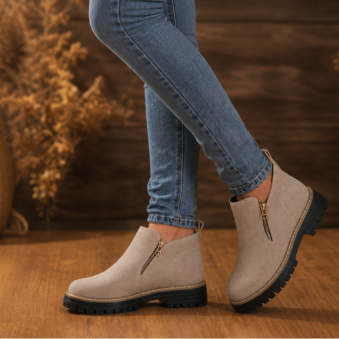 Stridewell – Square-Heel Zip-Up Ankle Boots