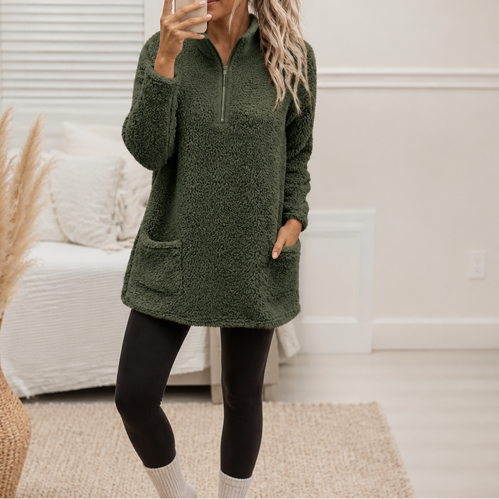 Wearlyn – Longline Half-Zip Sherpa Fleece Pullover