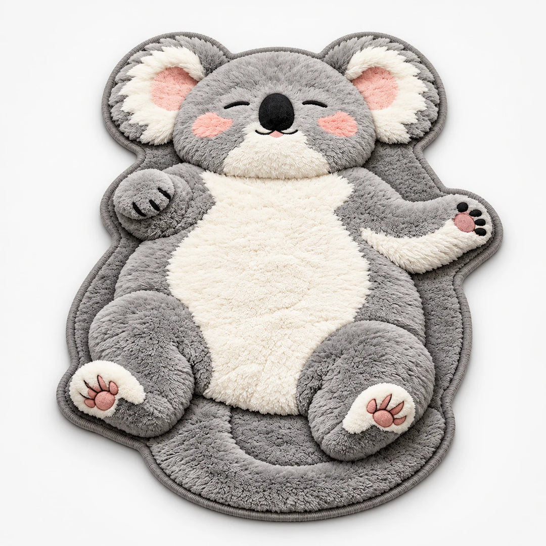 Tabby Tumble – Sleeping Cat-Shaped Plush Area Rug